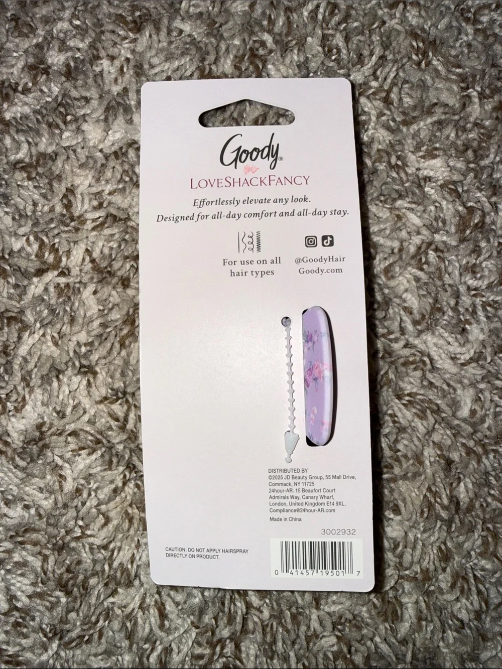 LoveShackFancy Lavender Floral Large Claw Clip